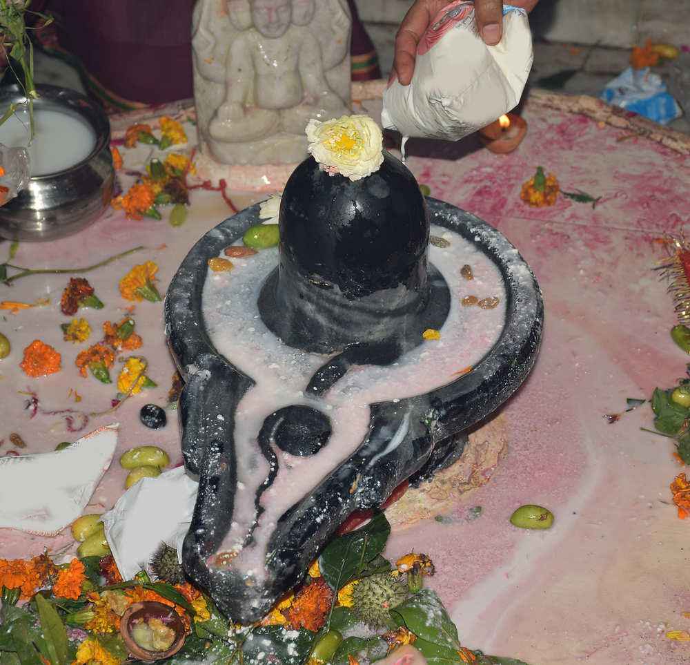 sequence of offering water to shivling