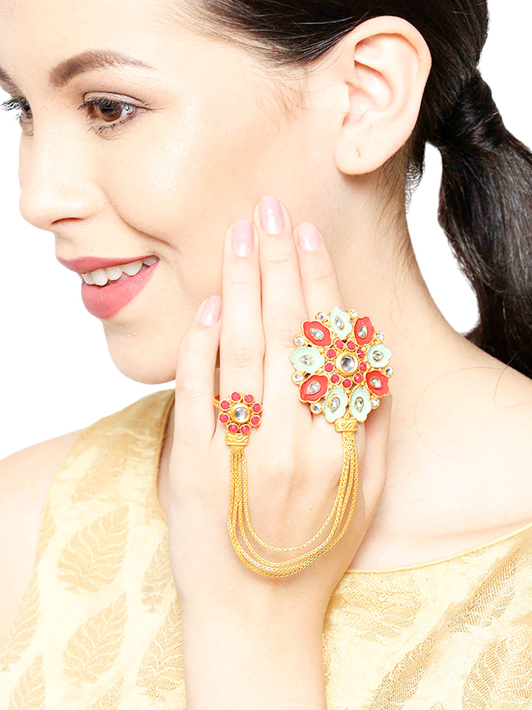 Maroon & Mint Green Dual Ring