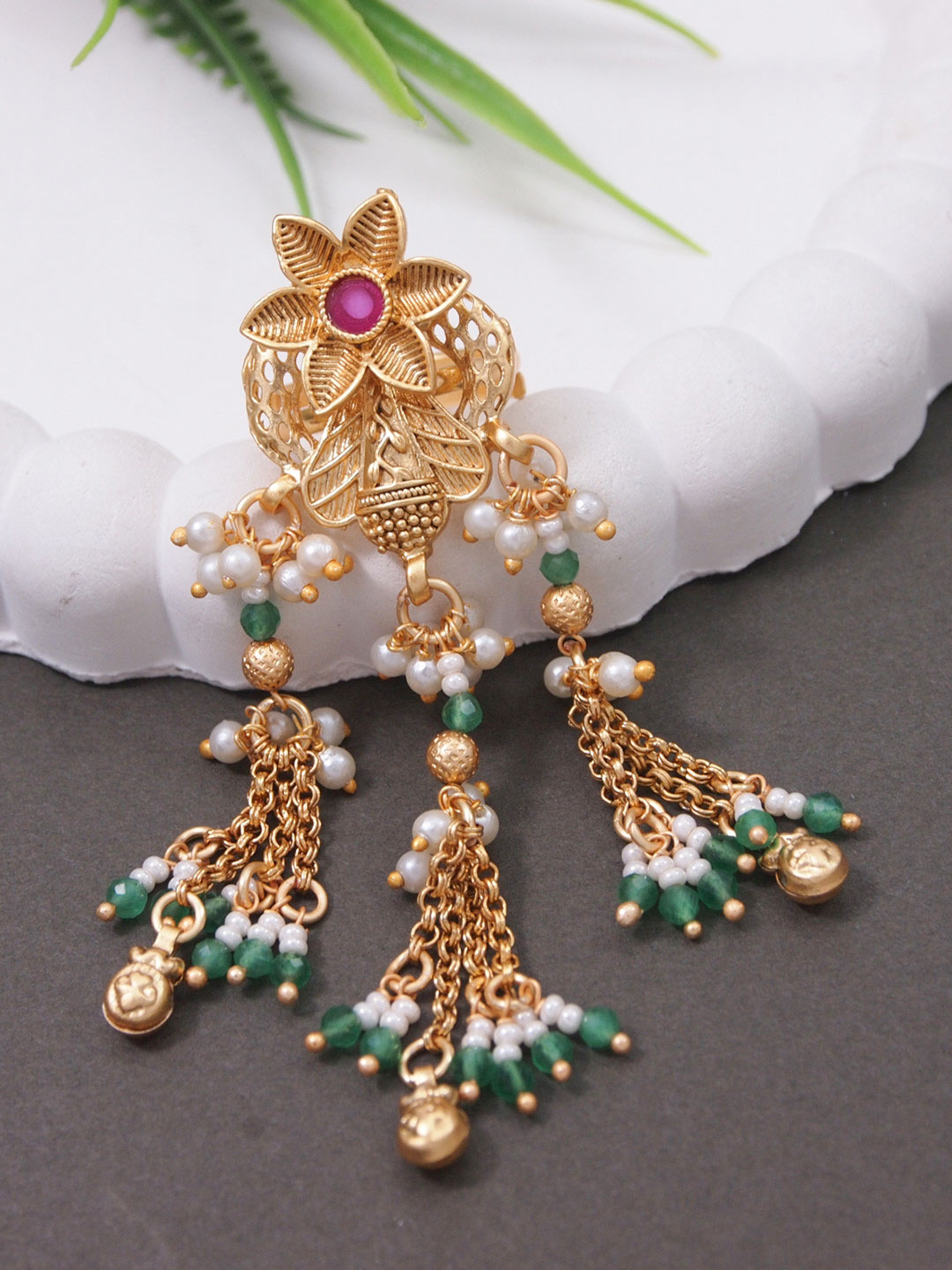 Red & White Dangle Ring