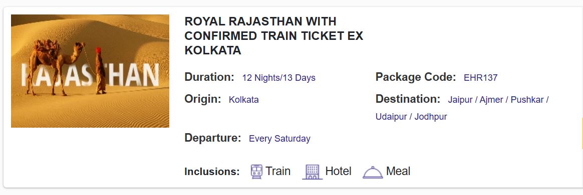 Affordable Rajasthan tour from Kolkata by train