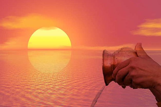 offering water to sun