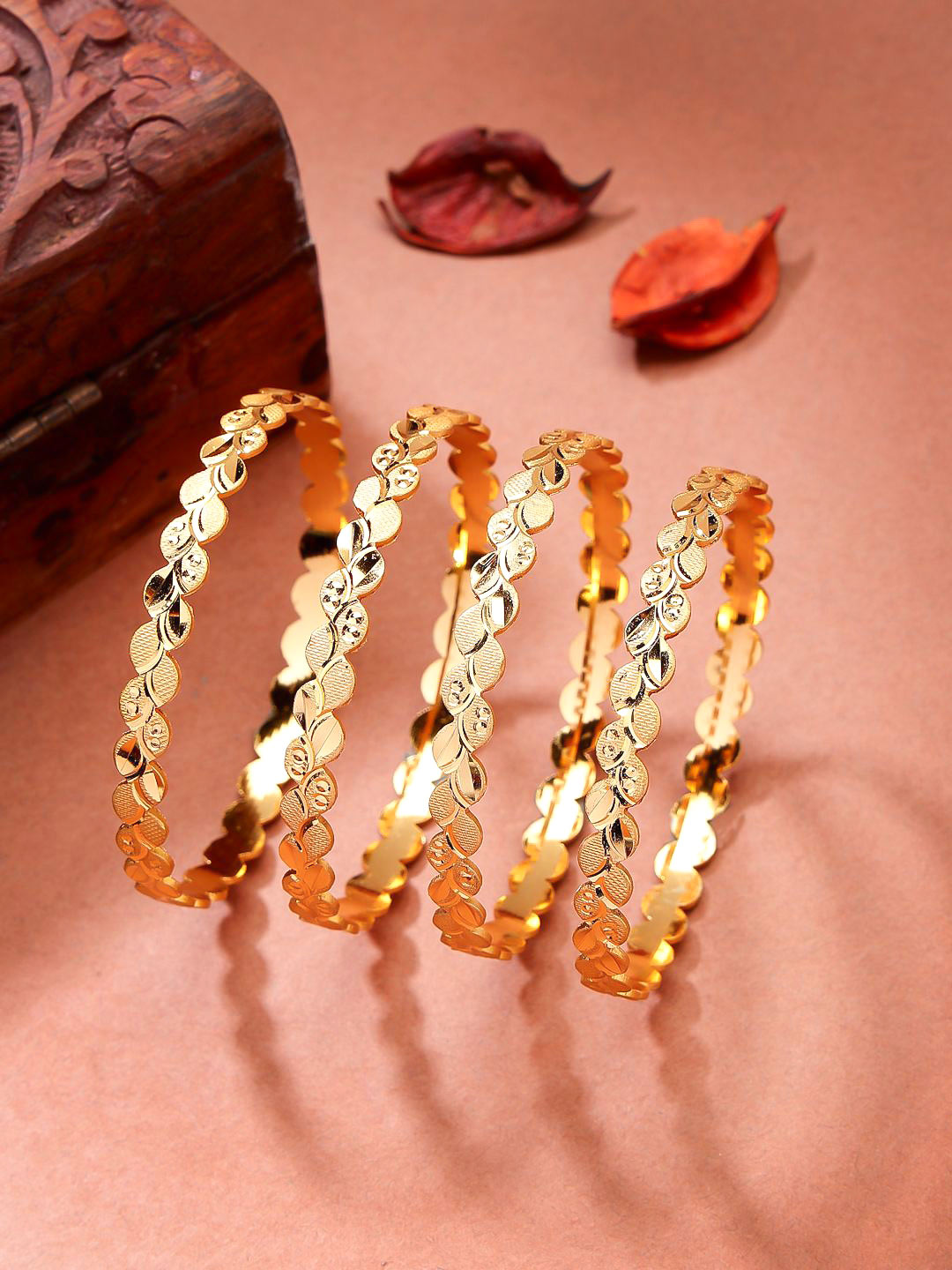 Leaf Shaped gold Traditional Bangles