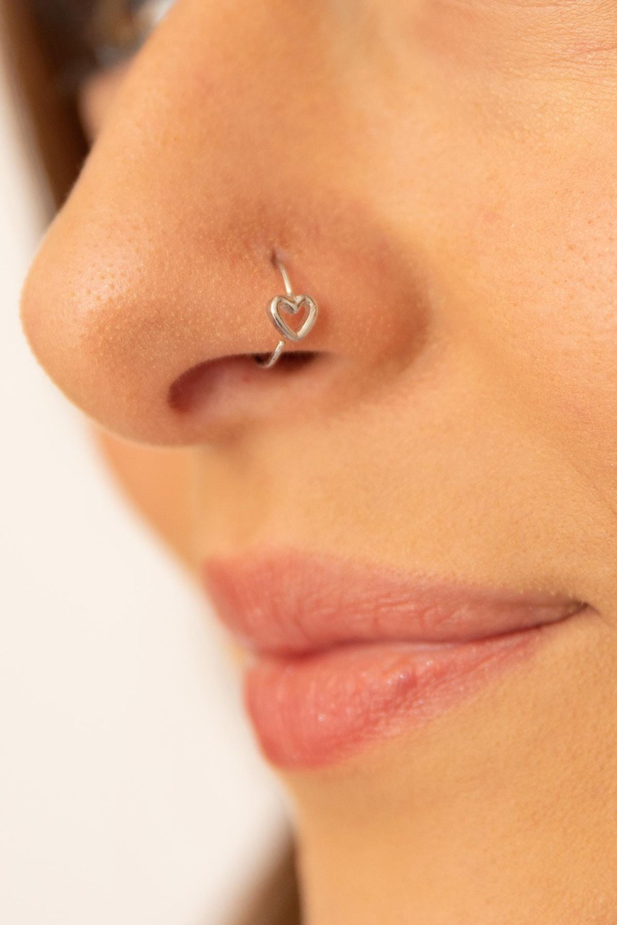 Heart Shape Silver Nose Pin