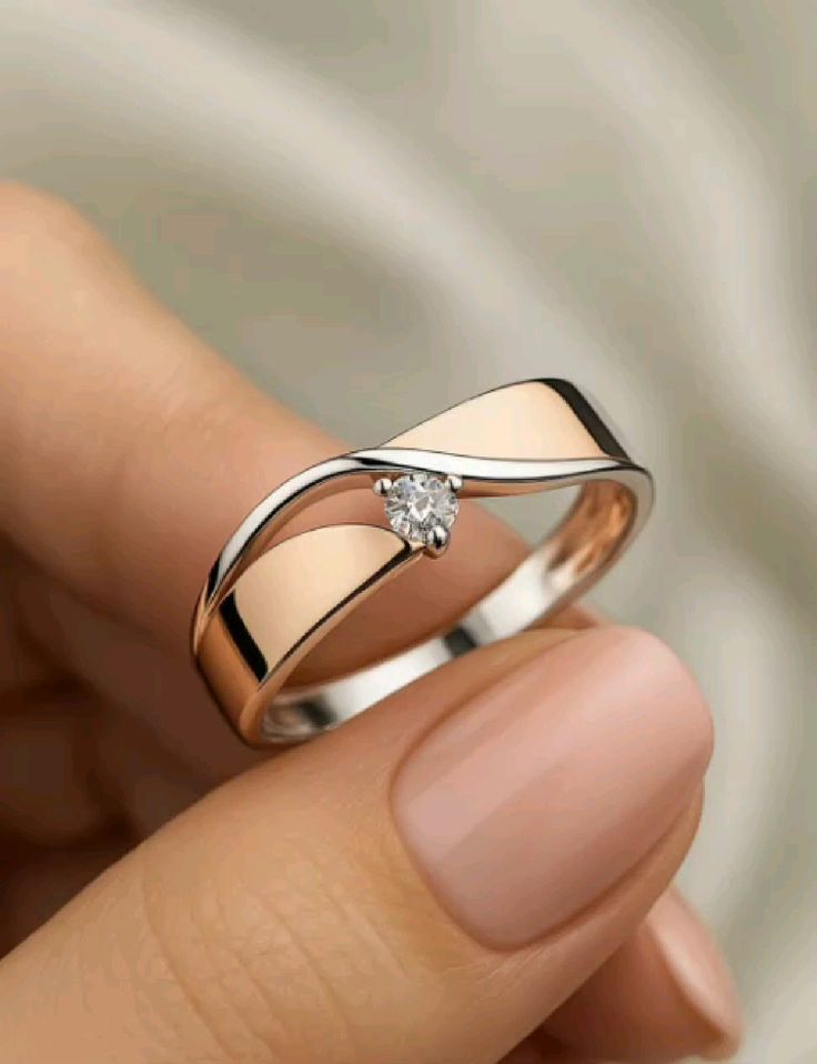 ganga jamuna ring design latest, dual tone gold polish ring