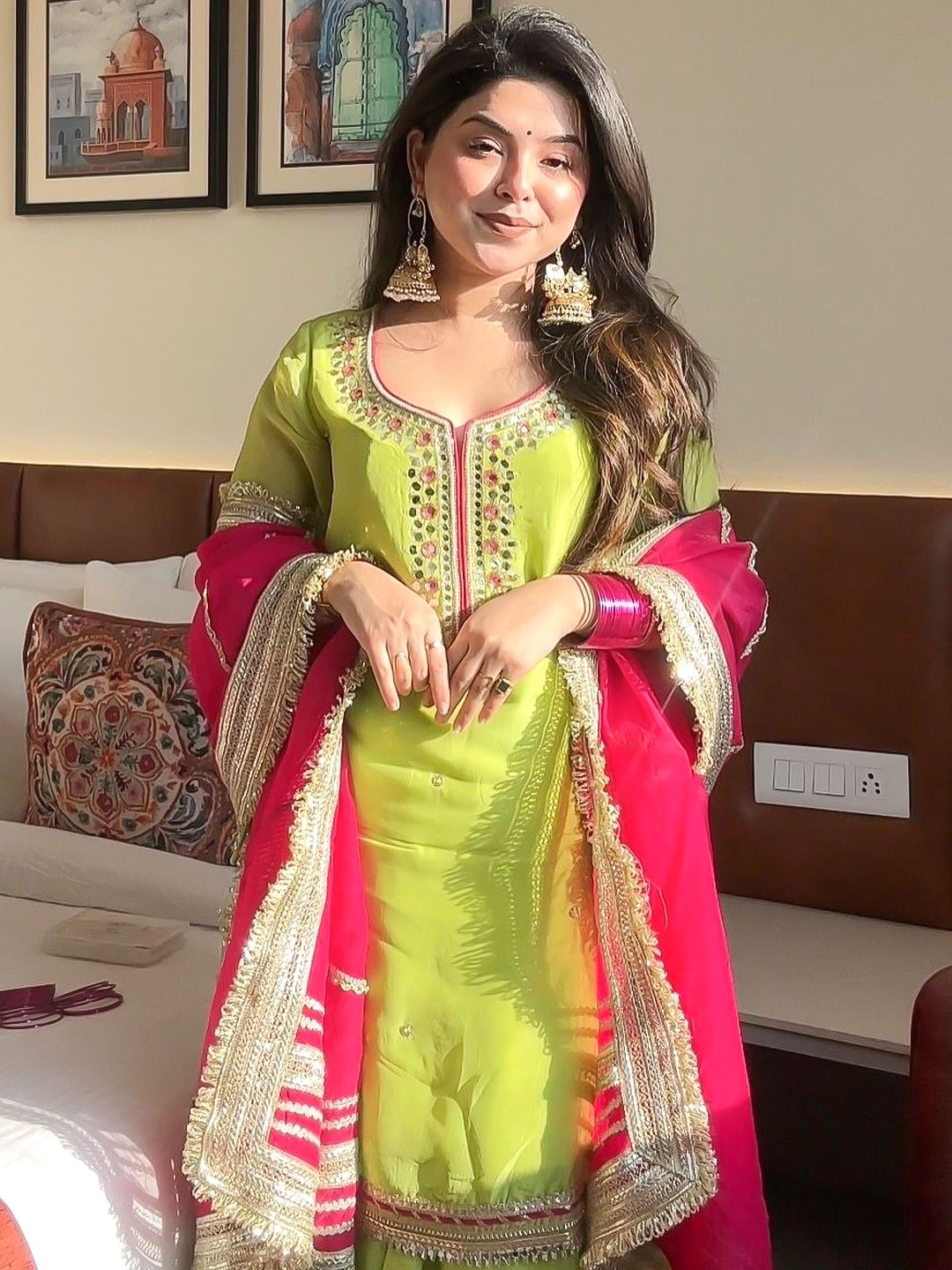 mirror work kurta set