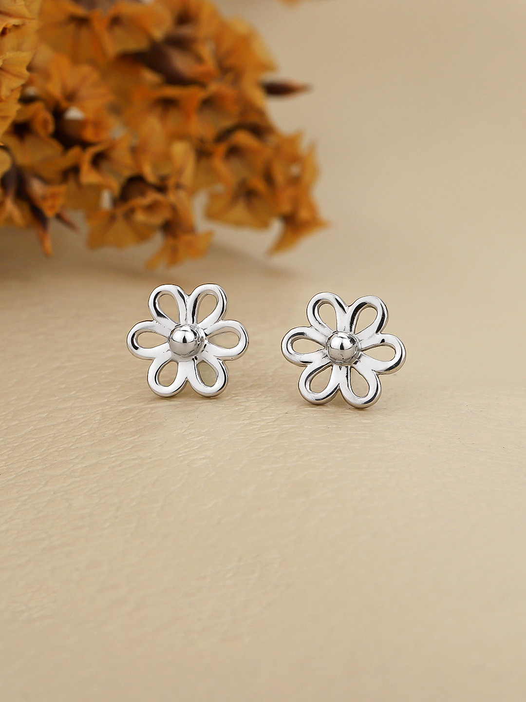 silver flower studs