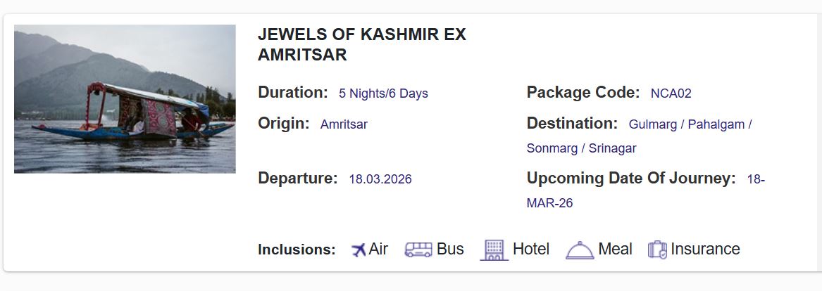 Indian Railways Kashmir holidays