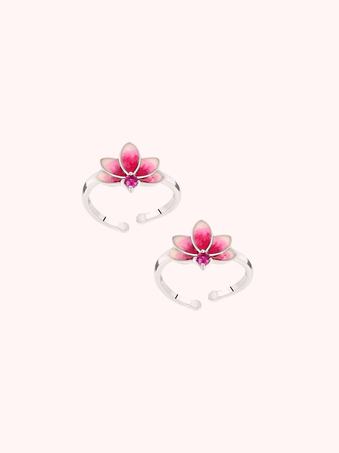 Heart-Petal Pink Lotus Toe Ring