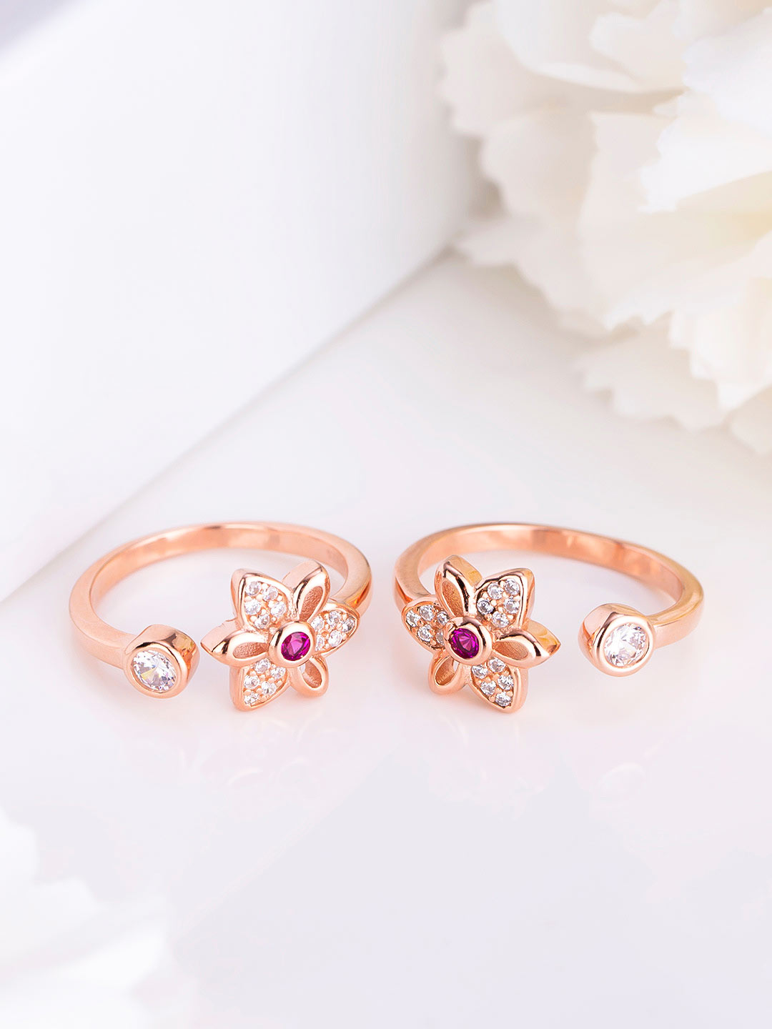 Rose Gold Floral Studded Toe Ring