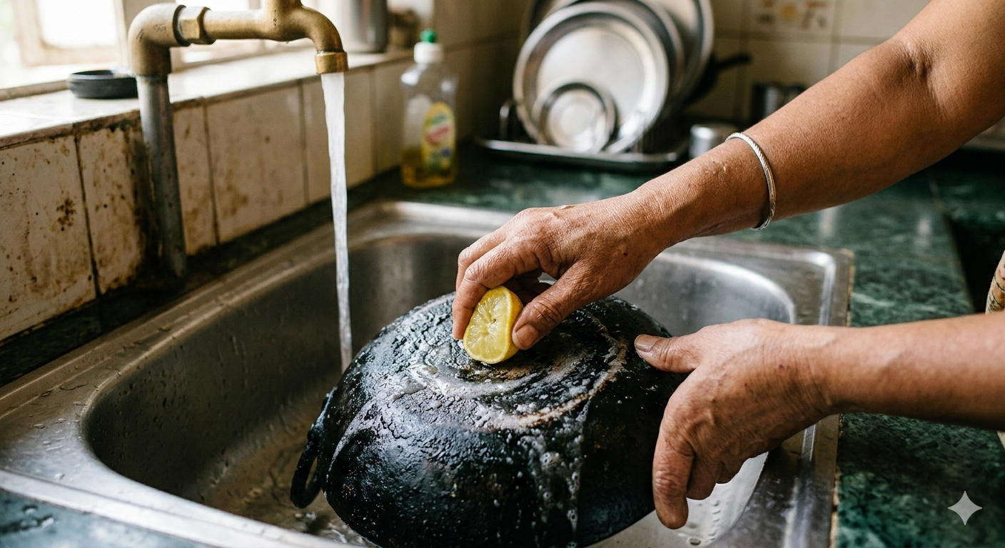 homemade kadhai cleaning remedies