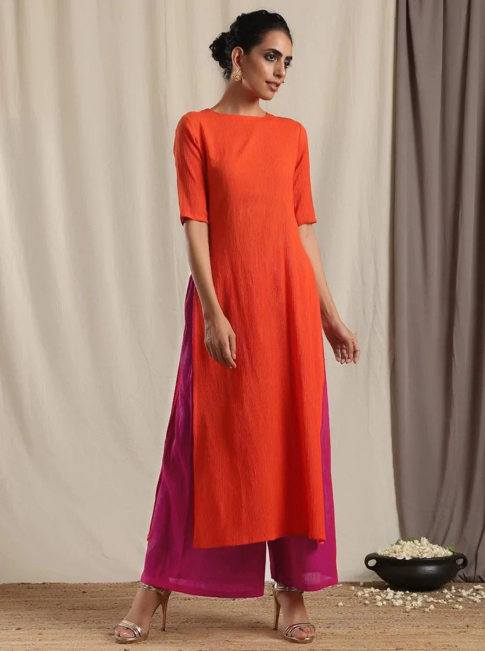 straight cotton kurta plazo set