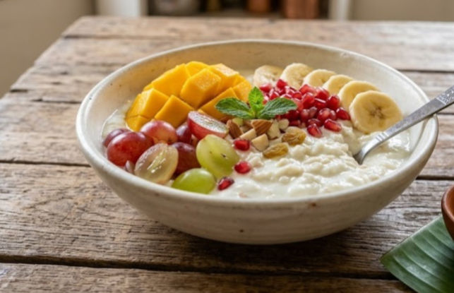 dahi chuda aur fruit