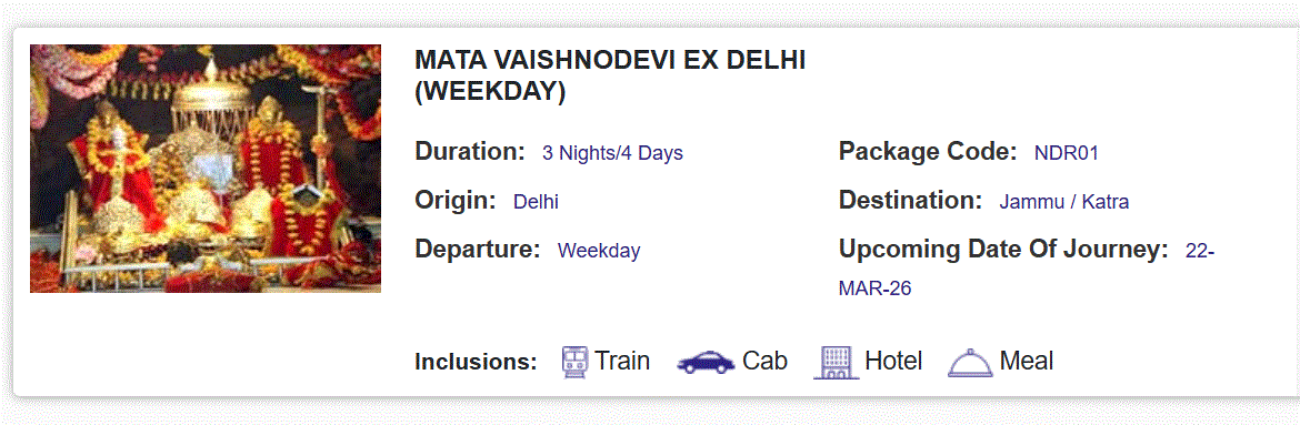 Vaishno Devi package from Delhi