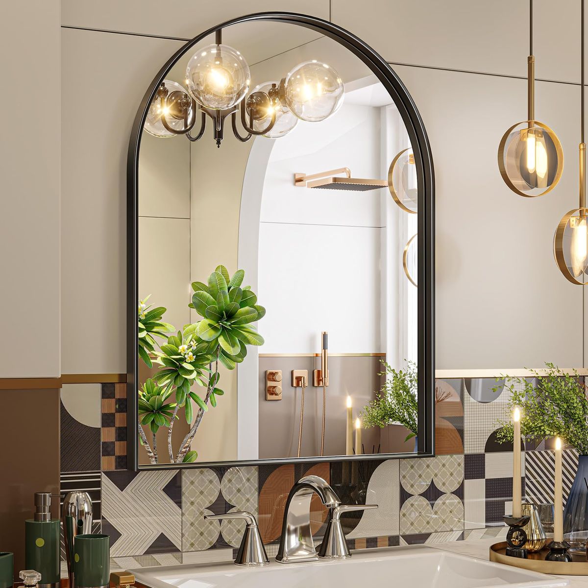 Arched & Geometric bathroom wall Mirrors