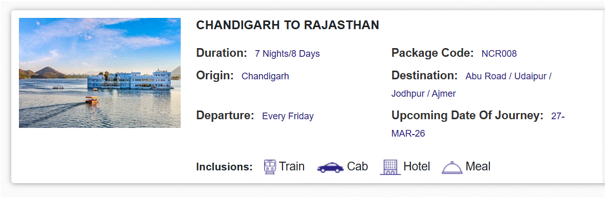 Indian Railways tour packages