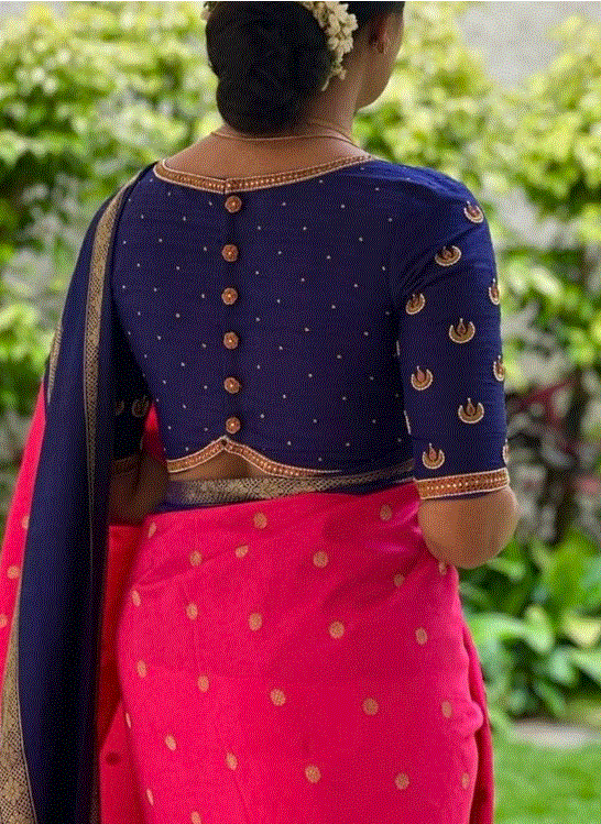 deep U cut back blouse