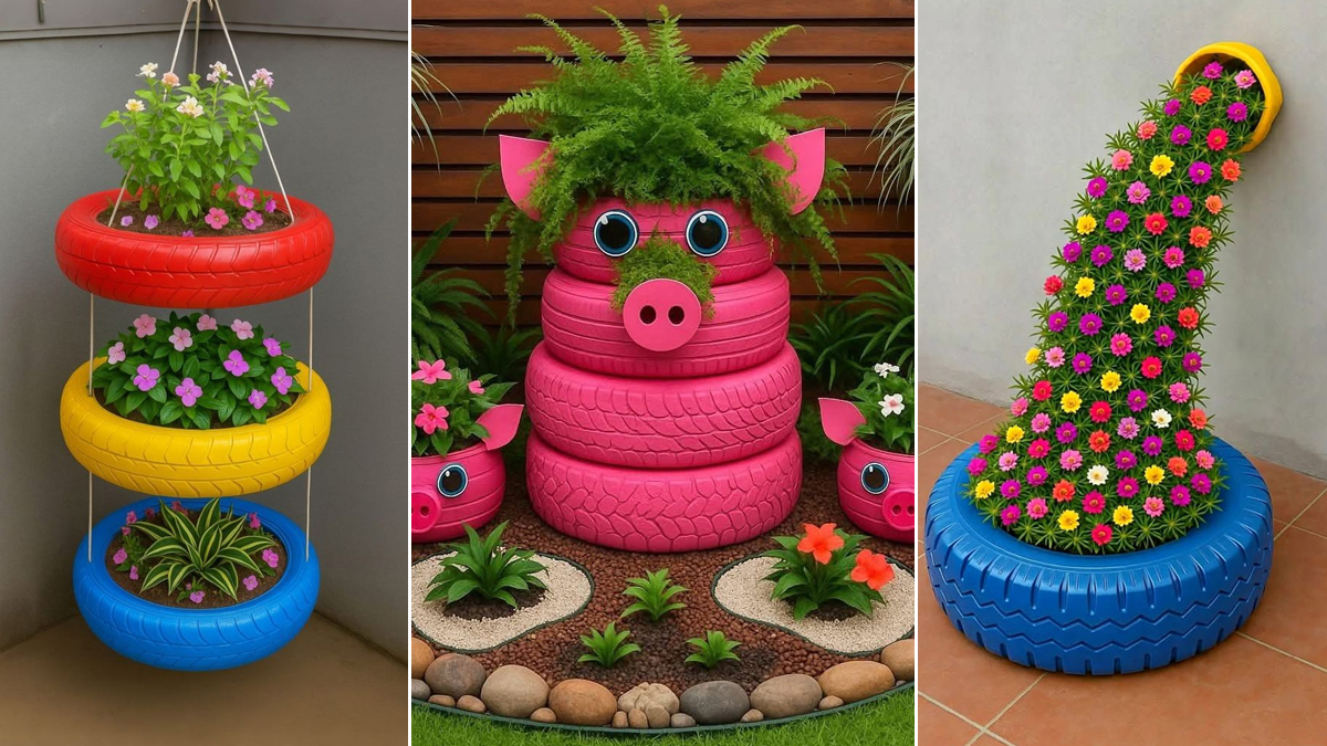 tyre reuse ideas for balcony garden