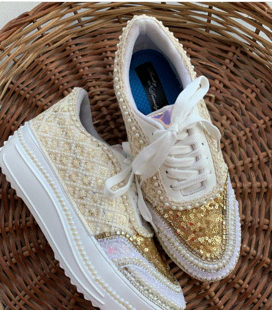 Pearl and stone bridal shoes