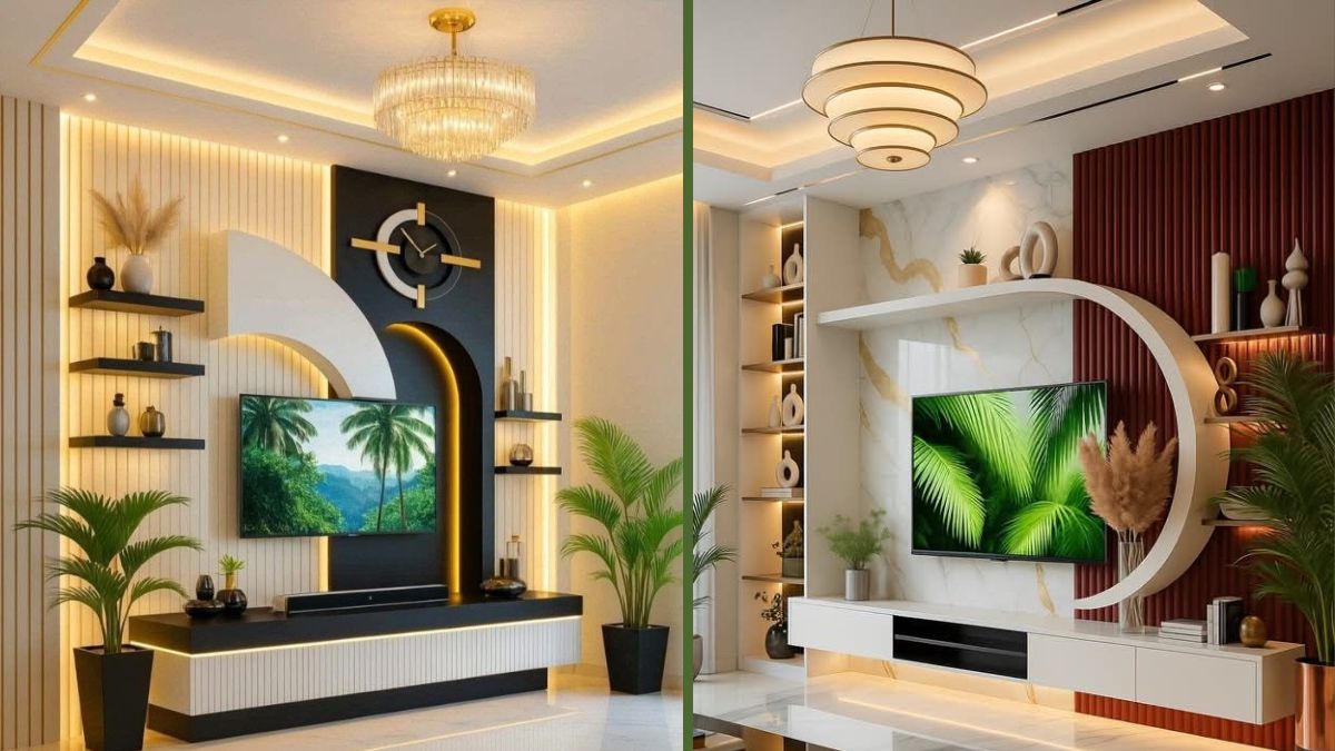 Living Room में TV Cabinet के ये लेटेस्ट डिजाइंस बचाएंगे फ्लोर स्पेस, मॉडर्न फ्लैट जैसा दिखेगा आपका घर