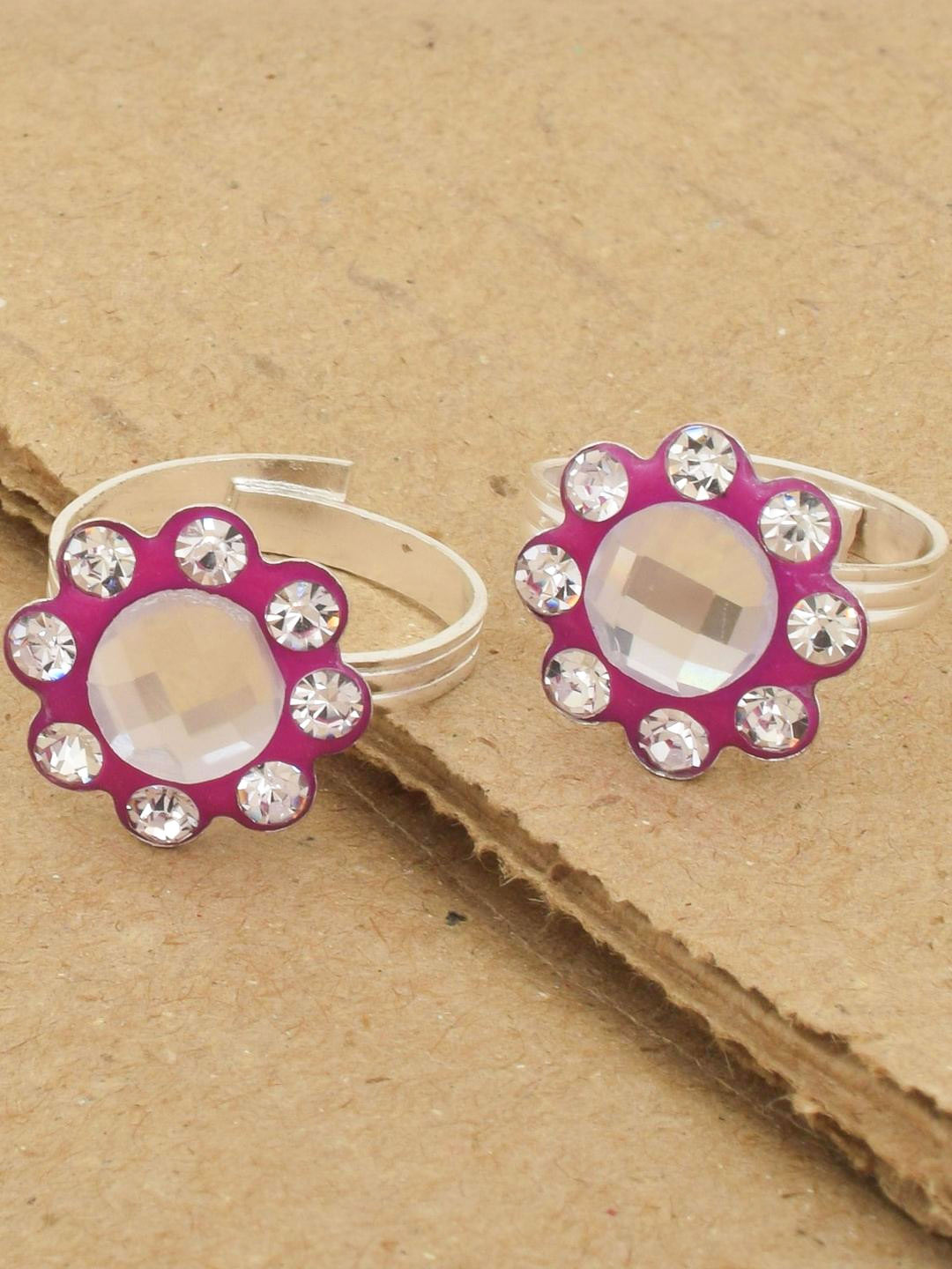 Rani Pink colour Meenakari toe rings