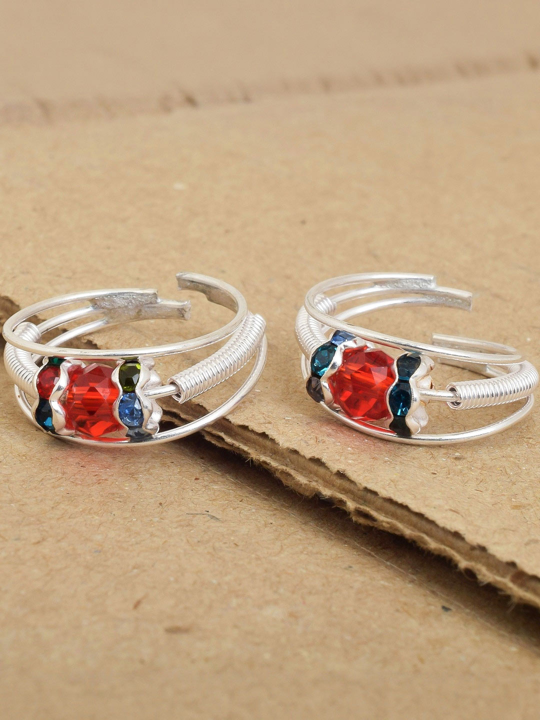 Silver plated Red ball bead