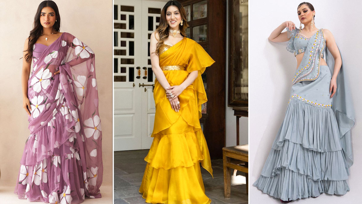 Ruffle Saree Designs: शादी में स्टाइल करने के लिए आप भी खरीद सकती हैं रफल साड़ी, यहां देखें लेटेस्ट डिजाइंस
