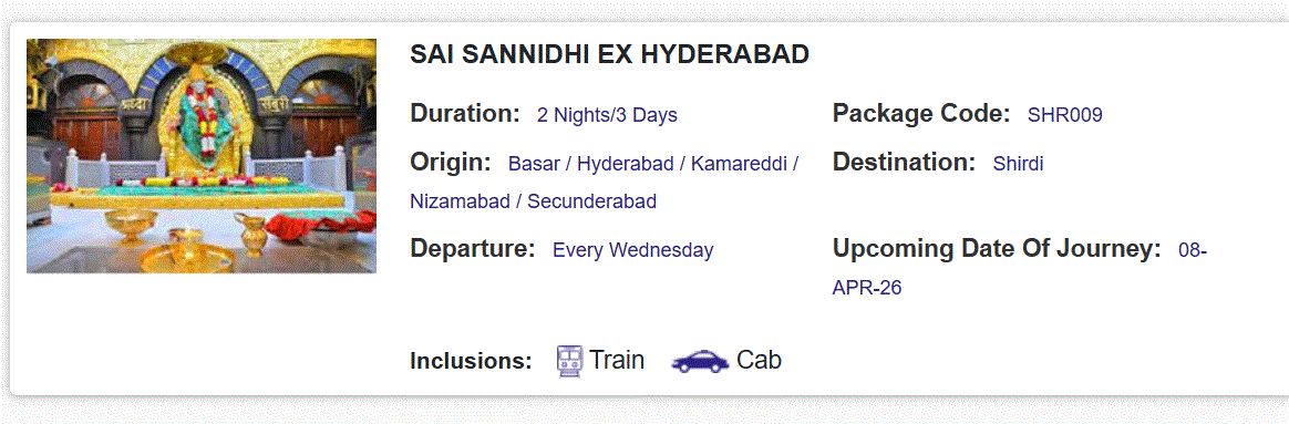 Railway pilgrimage tours