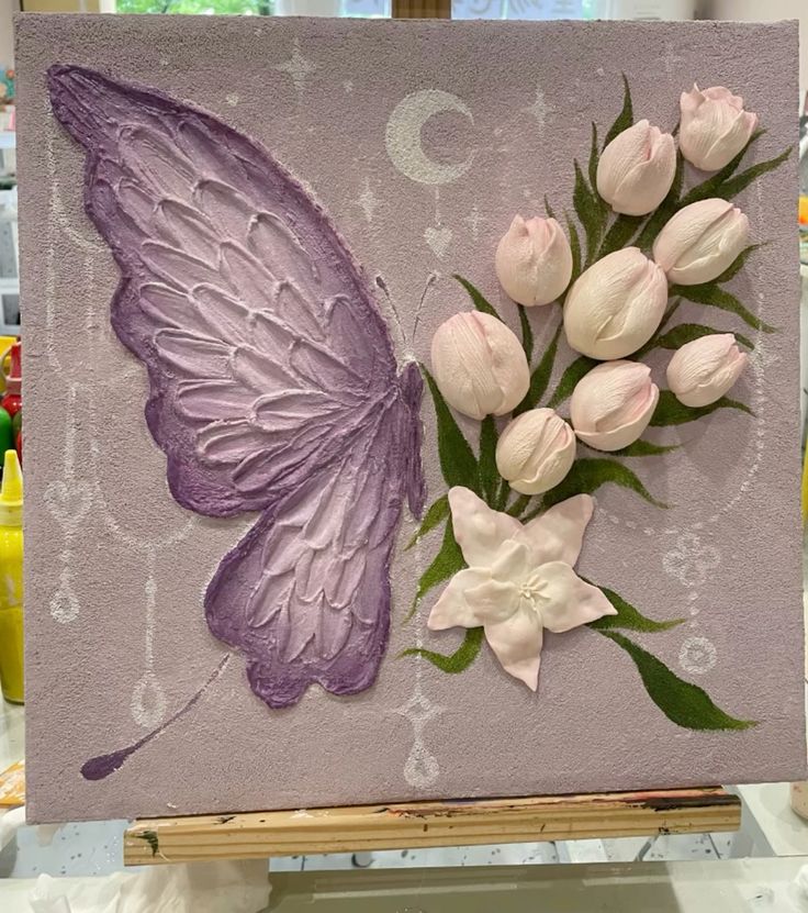 butterfly lily 3d painting