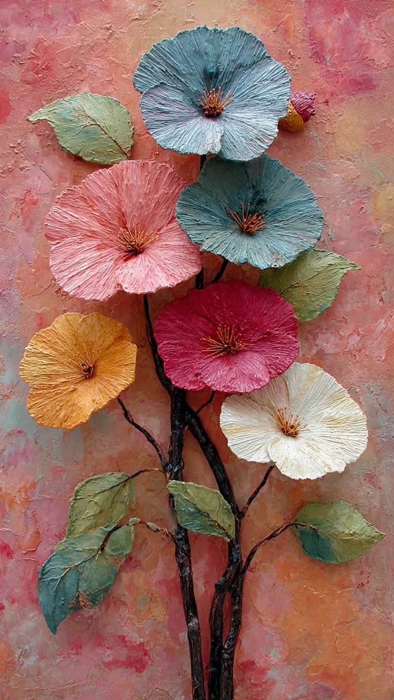 multicolour leaf floral 3d painting