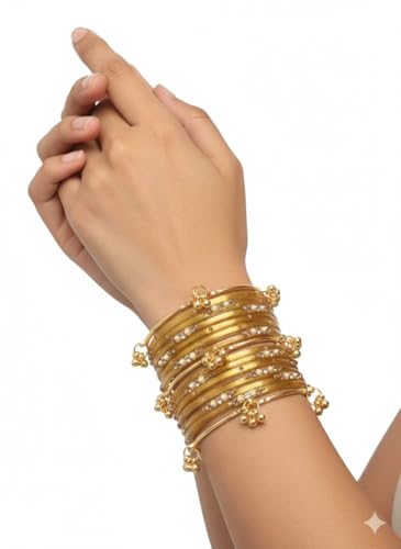 Golden and red bangle combination