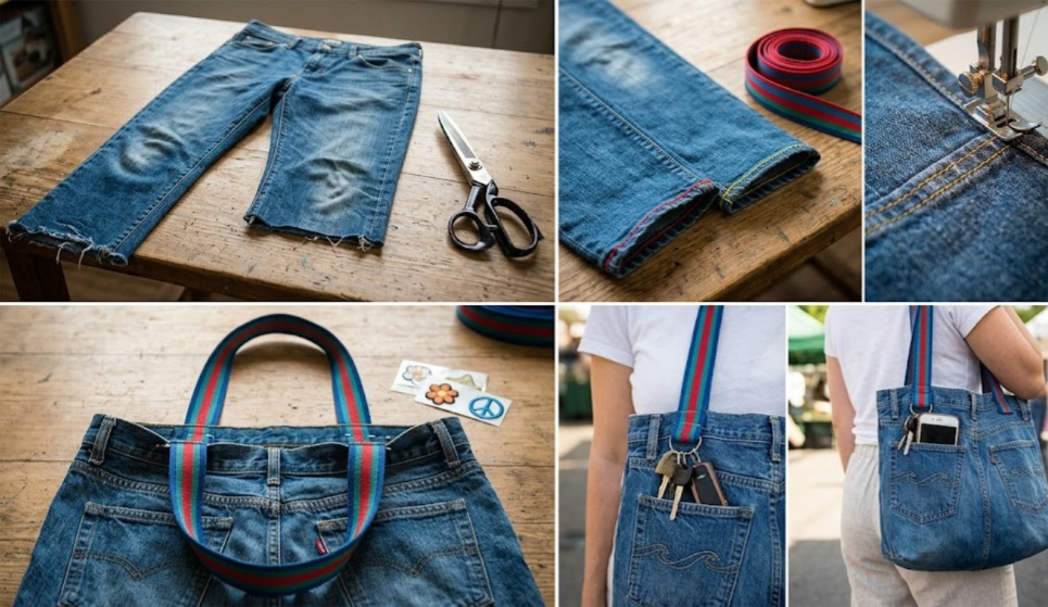 how to make toe bag help of jeans
