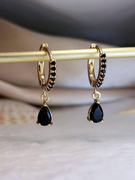 black beads 1 gram gold earring