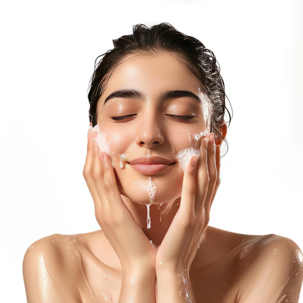 cleaning face with milk