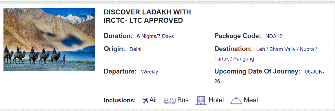Ladakh package inclusions and price