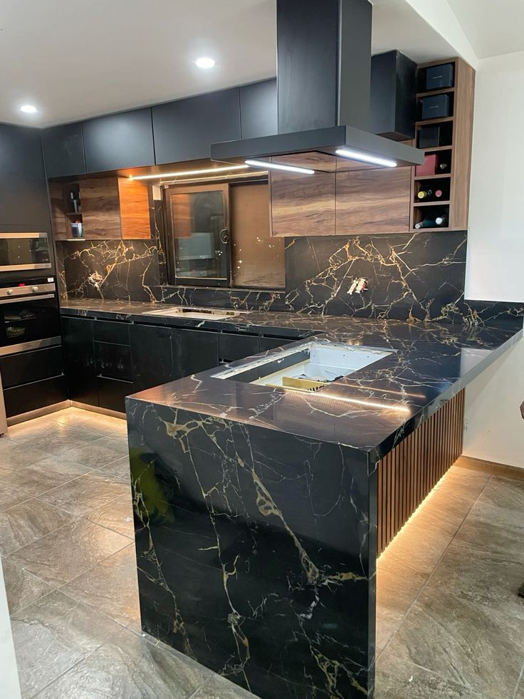 Classic Black & Grey Granite Stone Slab Design