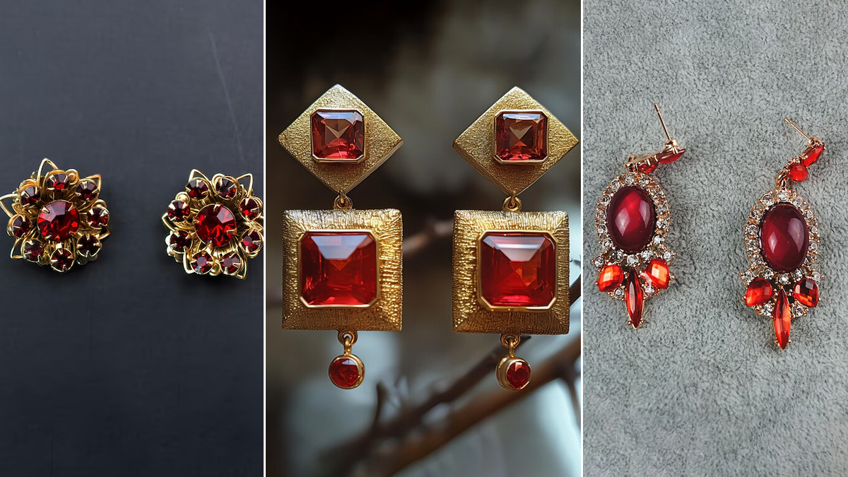 Red Stone Earring Designs: रॉयल लुक क्रिएट करने के लिए स्टाइल करें रेड स्टोन इयररिंग्स, देखें डिजाइंस