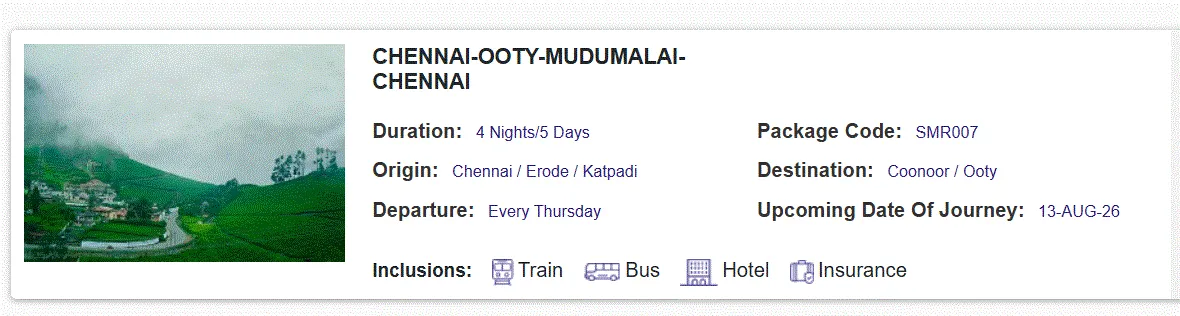 15 August Ooty holiday package