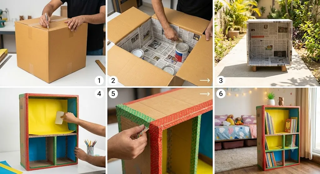 cardboard se bookself banane ka tarika