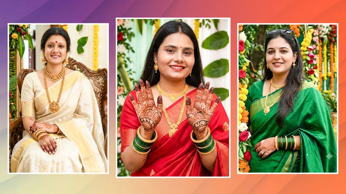 hartalika teej ai prompts to create photo in saree and suit from gemini image genrator tool