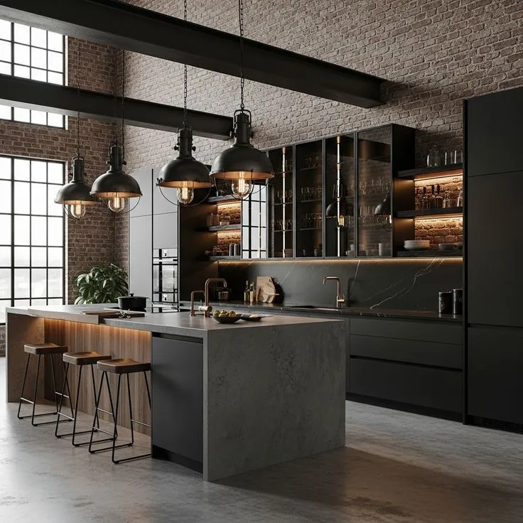 Industrial Style Open Kitchen Design