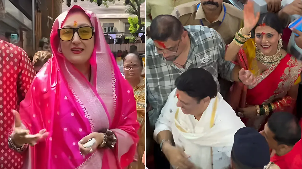govinda offers prayers at lalbaugcha raja with komal rani