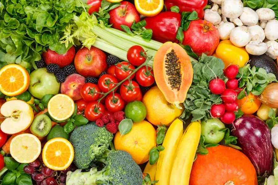 coloured fruits and vegetables