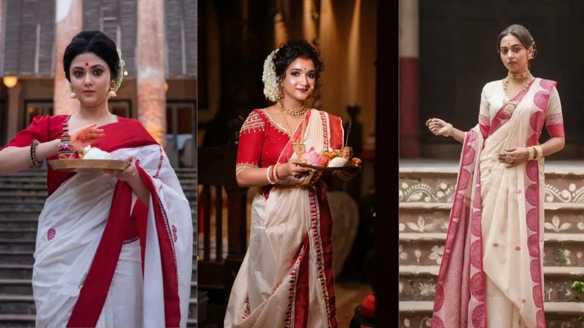 bengali saree to wear during durga puja 2026