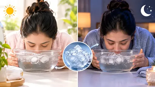 Ice water facial for glowing skin
