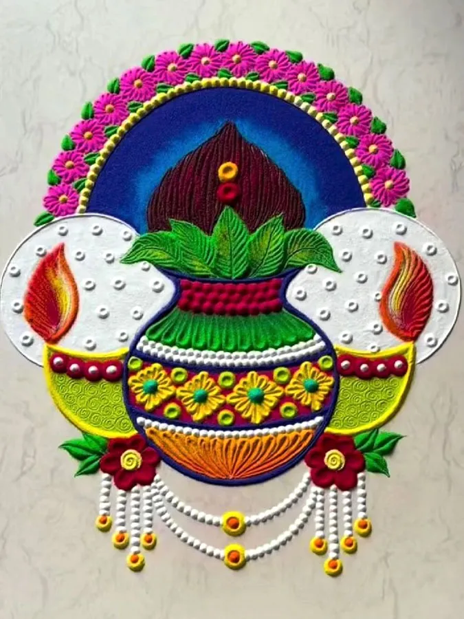 shardiya navratri 2026 kalash rangoli