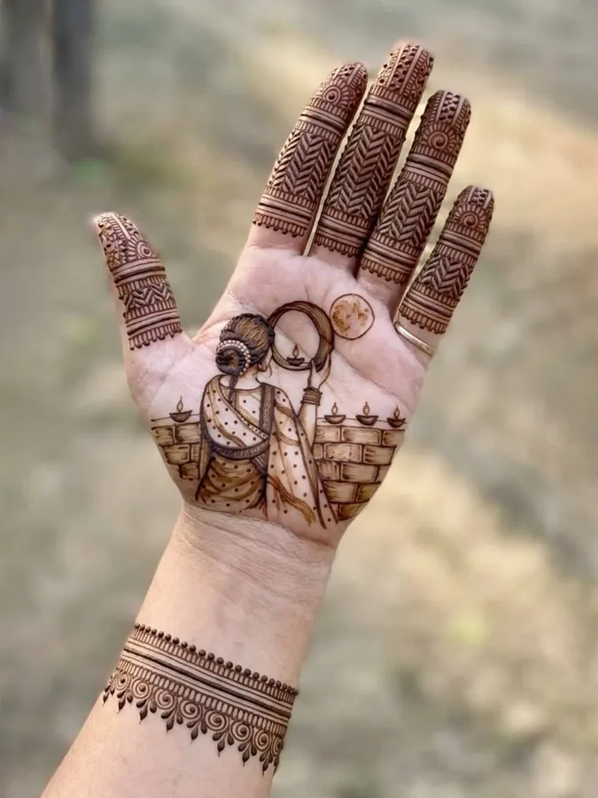 Karwa Chauth Motif Pattern