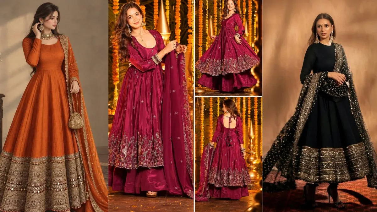 Anarkali Kurta with a single side Heavy Dupatta