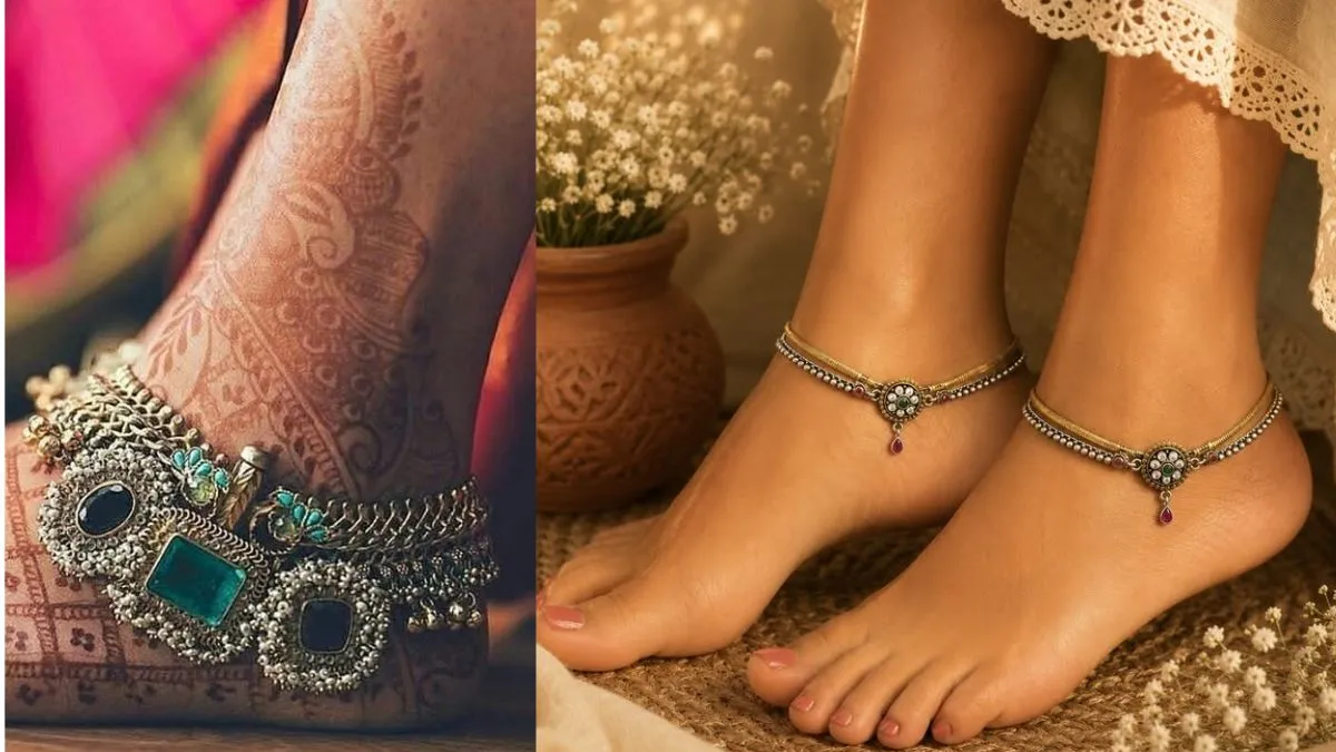 Kada Payal with Bright Enamel and Stone Designs
