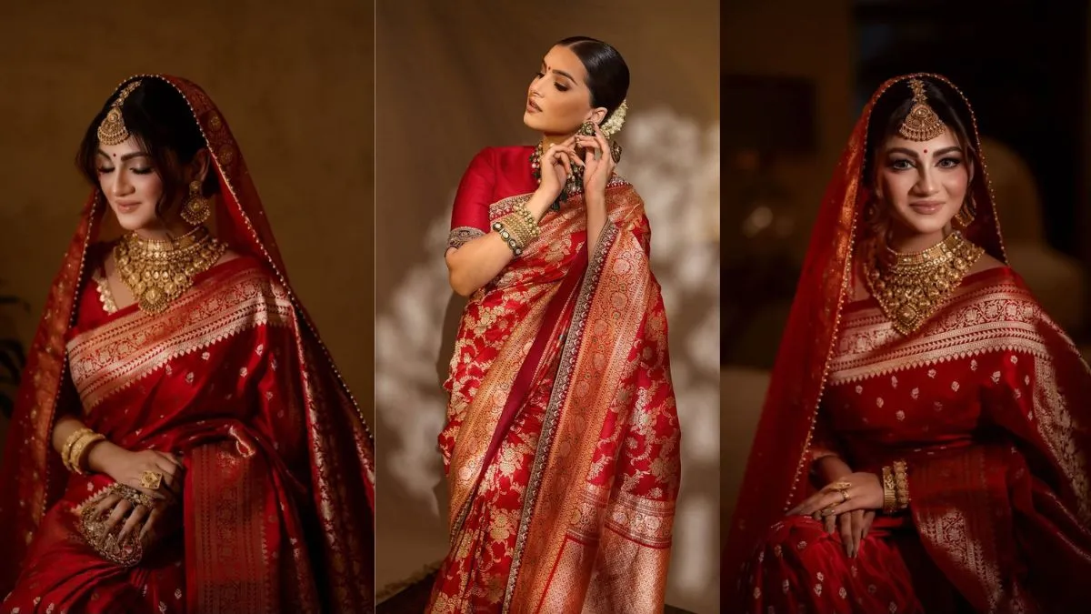 red banarasi for first karwa chauth