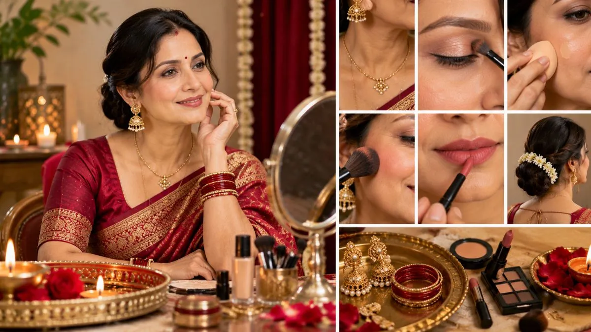 makeup tips for karwa chauth 2026 50 plus women